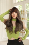New women's long straight wig with a blunt cut.