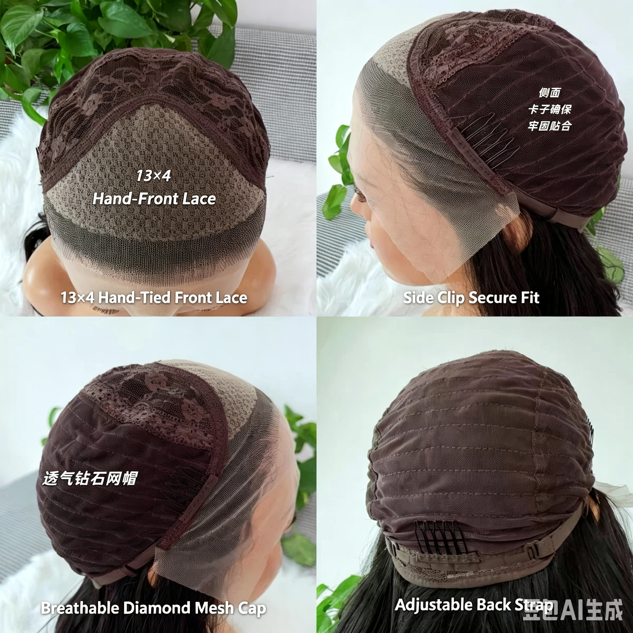 27-inch Tea-brown full-head wig with free-part styling, featuring a 13x4-inch hand-tied lace front. Curly full wig designed for women's daily wear.