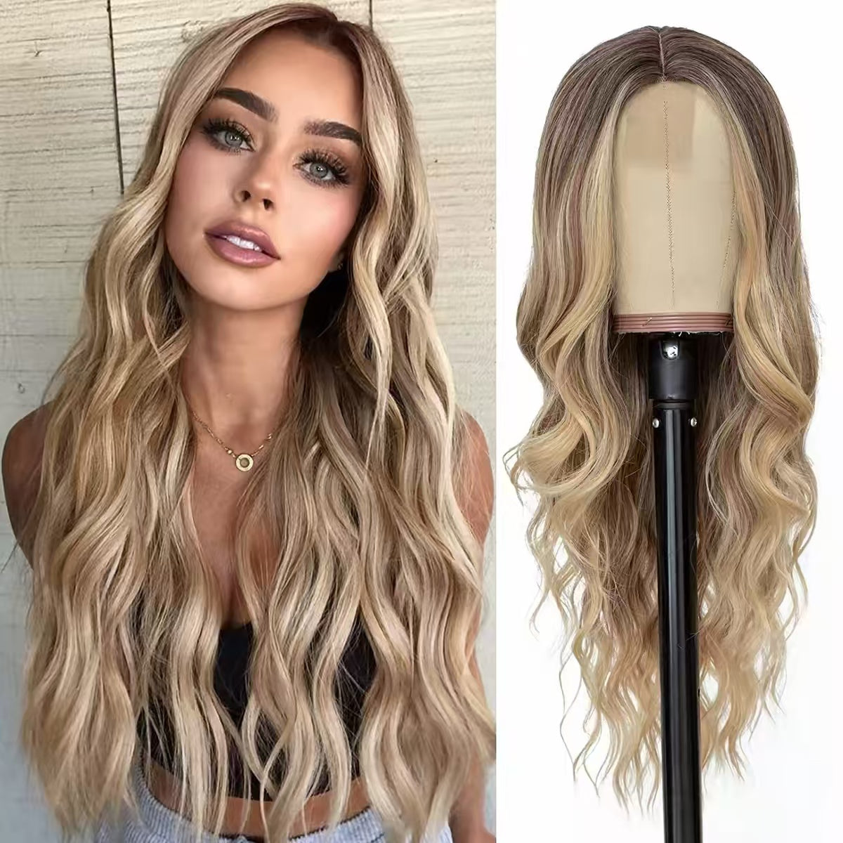 Light brown long straight wig