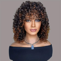 Short, tight-curled hair creates a vintage, mature look.